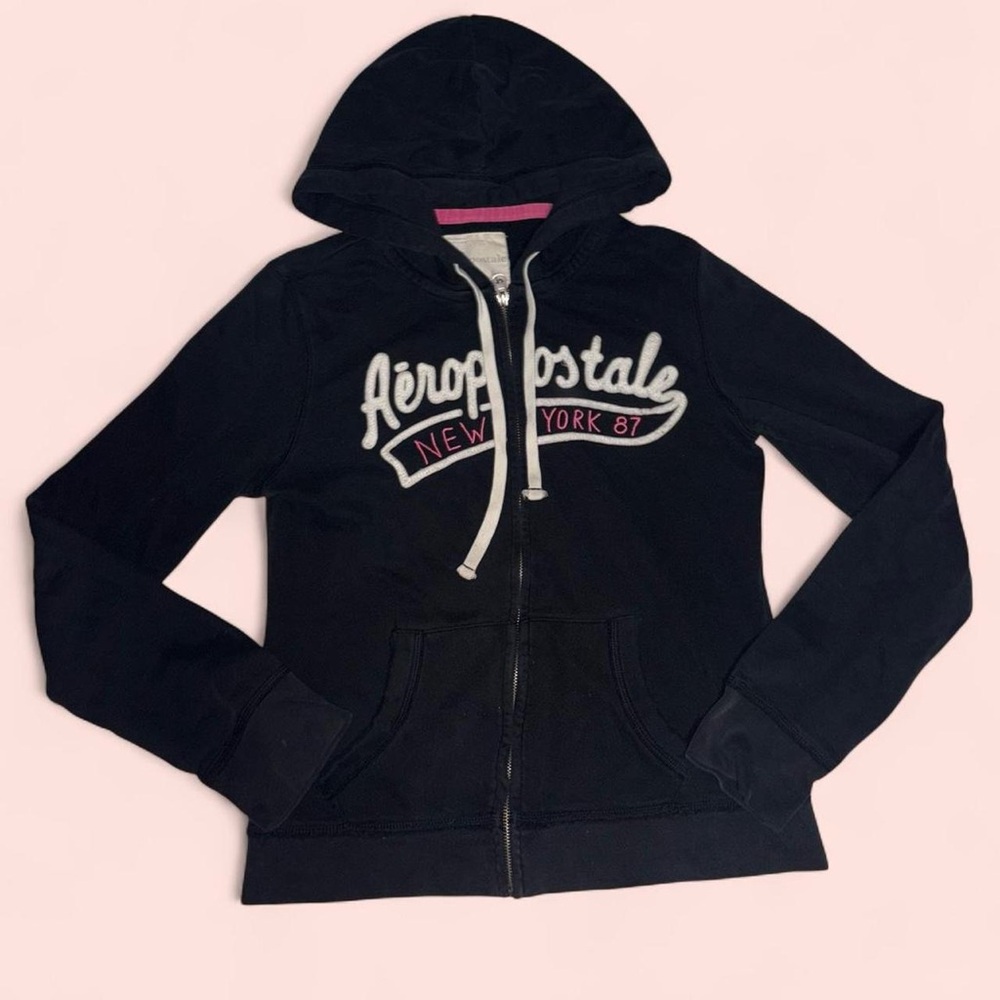 Aeropostale Women's Black Zip-Up Hoodie